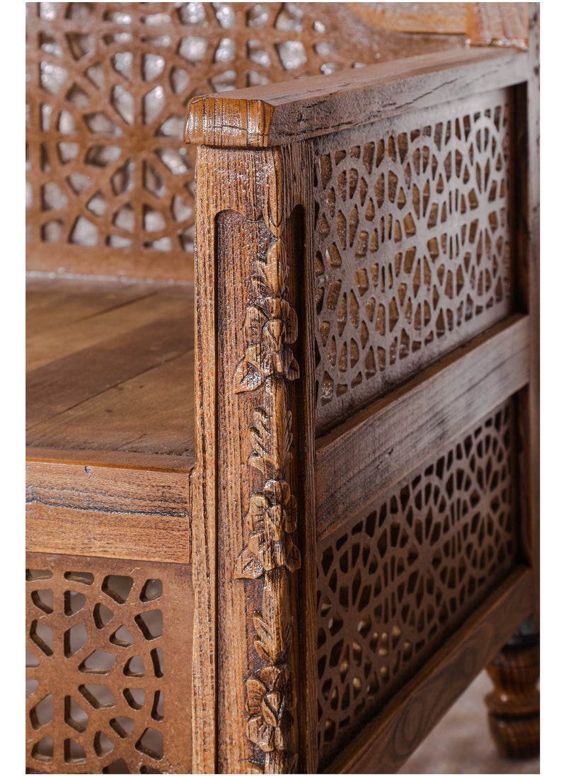 mahome Intricately Carved Wooden Arabic Sofa Set, 7 Pieces. sutable for living room sofa. office and garden furniture (carved plantain wood, 7 seater)  - Image 3