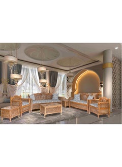 mahome Intricately Carved Wooden Arabic Sofa Set, 7 Pieces. sutable for living room sofa. office and garden furniture (carved plantain wood, 7 seater)  - Image 5