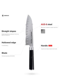 Samura Samura MO-V Santoku Knife Hollow Ground | 7 Inch Blade | G-10 Handle with Stainless Steel Bolster | Single-Layer Molybdenum-Vanadium Steel | Precision Cutting | Corrosion Resistant  - Image 2