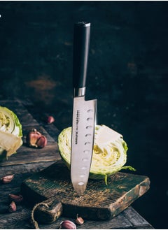 Samura Samura MO-V Santoku Knife Hollow Ground | 7 Inch Blade | G-10 Handle with Stainless Steel Bolster | Single-Layer Molybdenum-Vanadium Steel | Precision Cutting | Corrosion Resistant  - Image 5