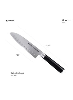Samura Samura MO-V Santoku Knife Hollow Ground | 7 Inch Blade | G-10 Handle with Stainless Steel Bolster | Single-Layer Molybdenum-Vanadium Steel | Precision Cutting | Corrosion Resistant  - Image 4