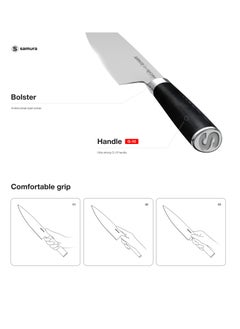 Samura Samura MO-V Santoku Knife Hollow Ground | 7 Inch Blade | G-10 Handle with Stainless Steel Bolster | Single-Layer Molybdenum-Vanadium Steel | Precision Cutting | Corrosion Resistant  - Image 3
