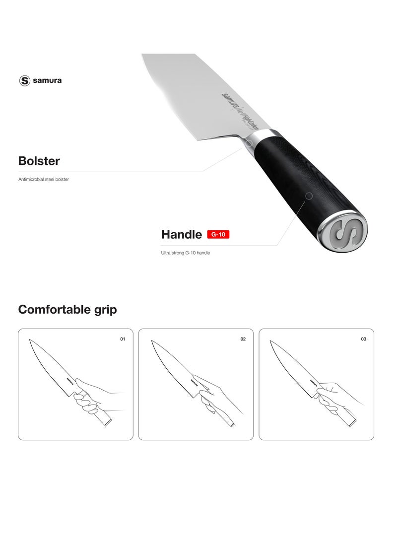 Samura Samura MO-V Santoku Knife Hollow Ground | 7 Inch Blade | G-10 Handle with Stainless Steel Bolster | Single-Layer Molybdenum-Vanadium Steel | Precision Cutting | Corrosion Resistant  - Image 3