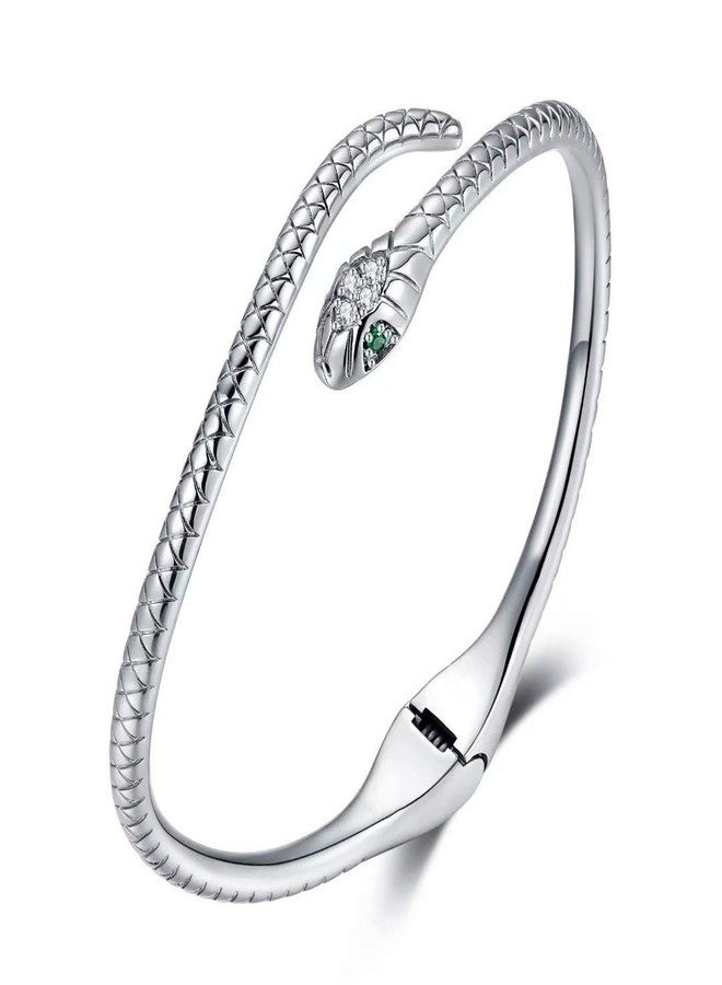 Presentski Snake Bracelet Sterling Silver Open Bangle Serpent Bracelet Vintage Silver Bracelet for Women - Image 1