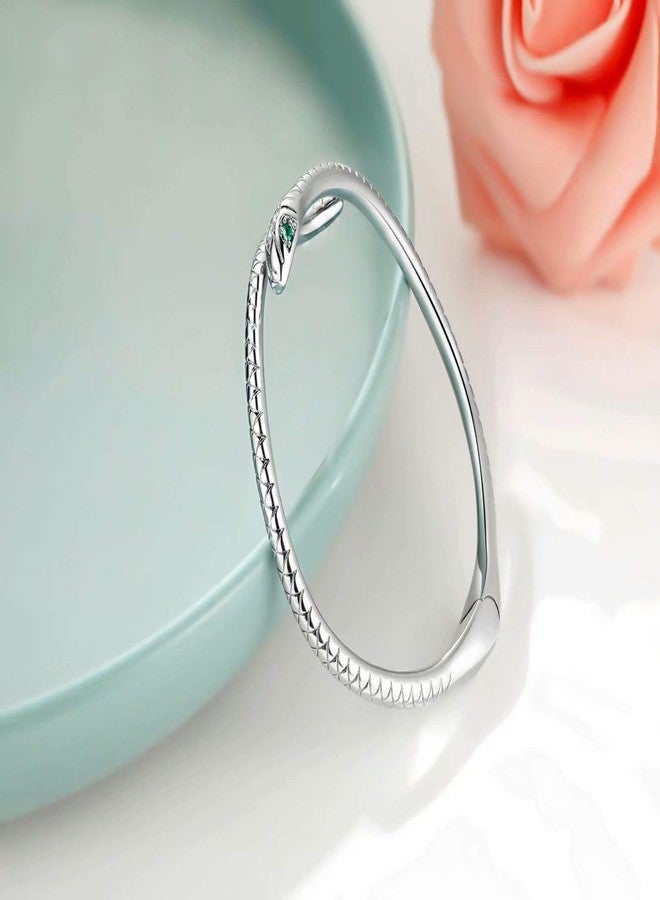 Presentski Snake Bracelet Sterling Silver Open Bangle Serpent Bracelet Vintage Silver Bracelet for Women - Image 5