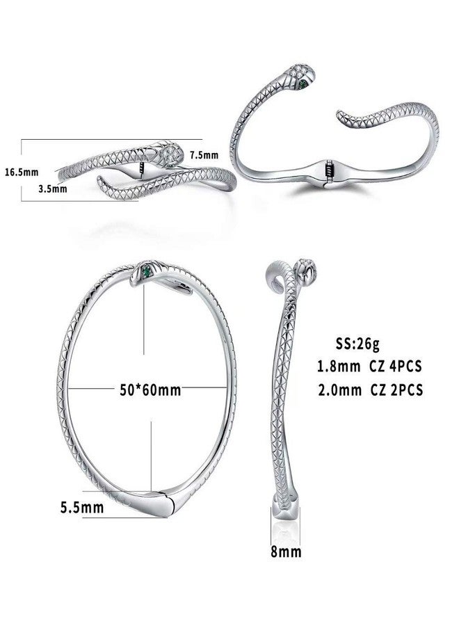 Presentski Snake Bracelet Sterling Silver Open Bangle Serpent Bracelet Vintage Silver Bracelet for Women - Image 3