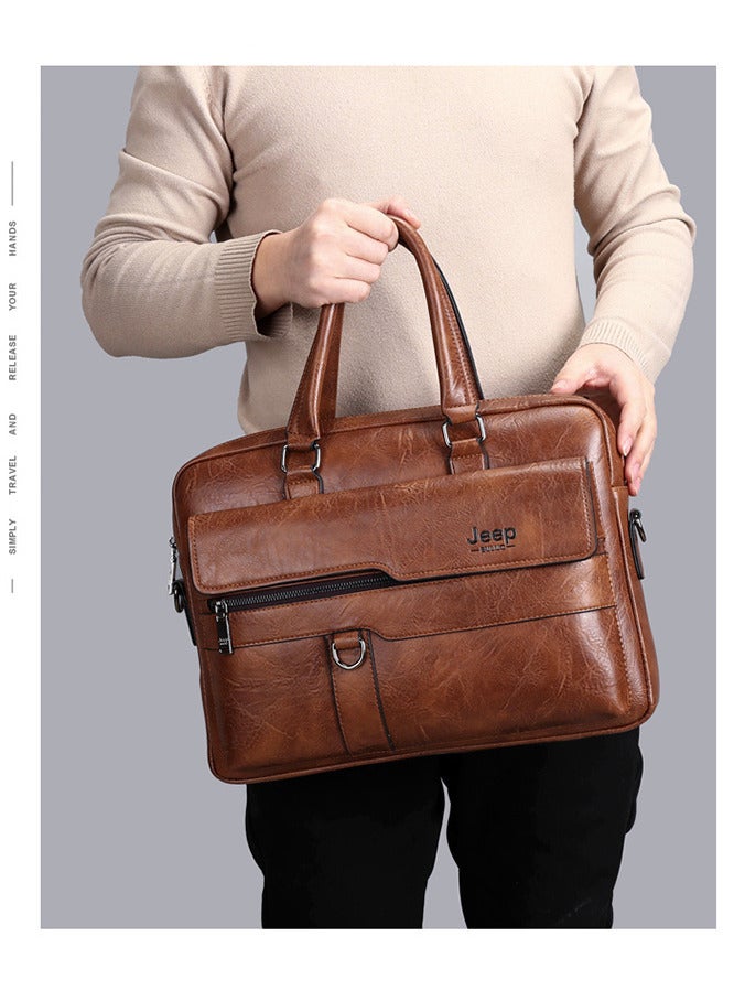 AUTOYSUR Men Crossbody Bag Shoulder Bags Vintage Men Handbags Large Capacity PU Leather Bag For Man Messenger Bags Tote Bag purse,Brown  - Image 4