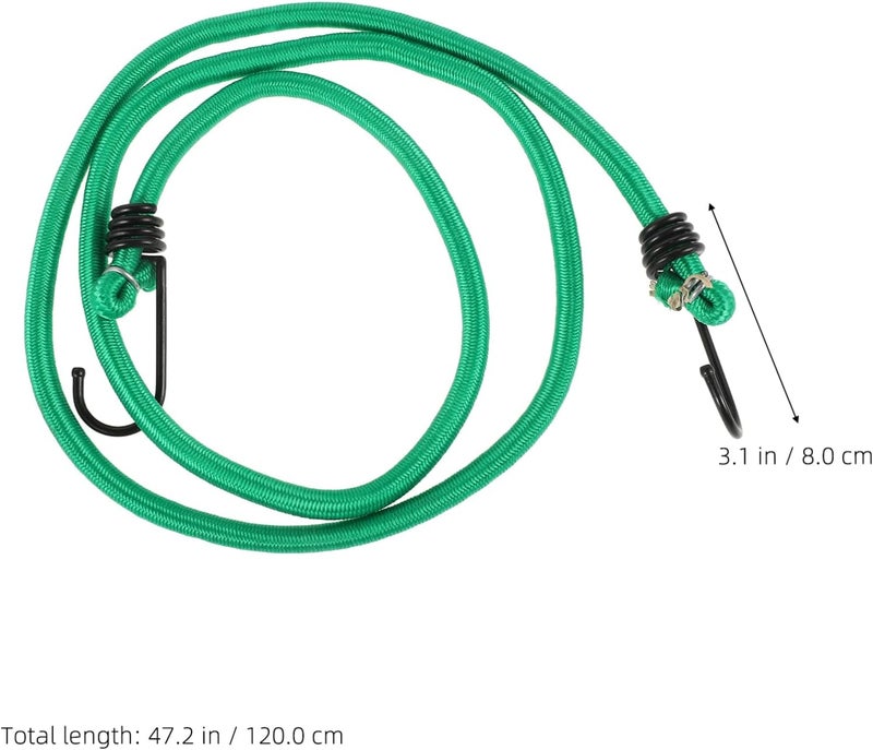 Abaodam 10PCS 8mm Thick Bungee Cords with Hooks High Elasticity Outdoor Camping Tie Down Straps Green Heavy Duty Reusable Pack Belt for Tent Luggage and Clothesline - Image 2