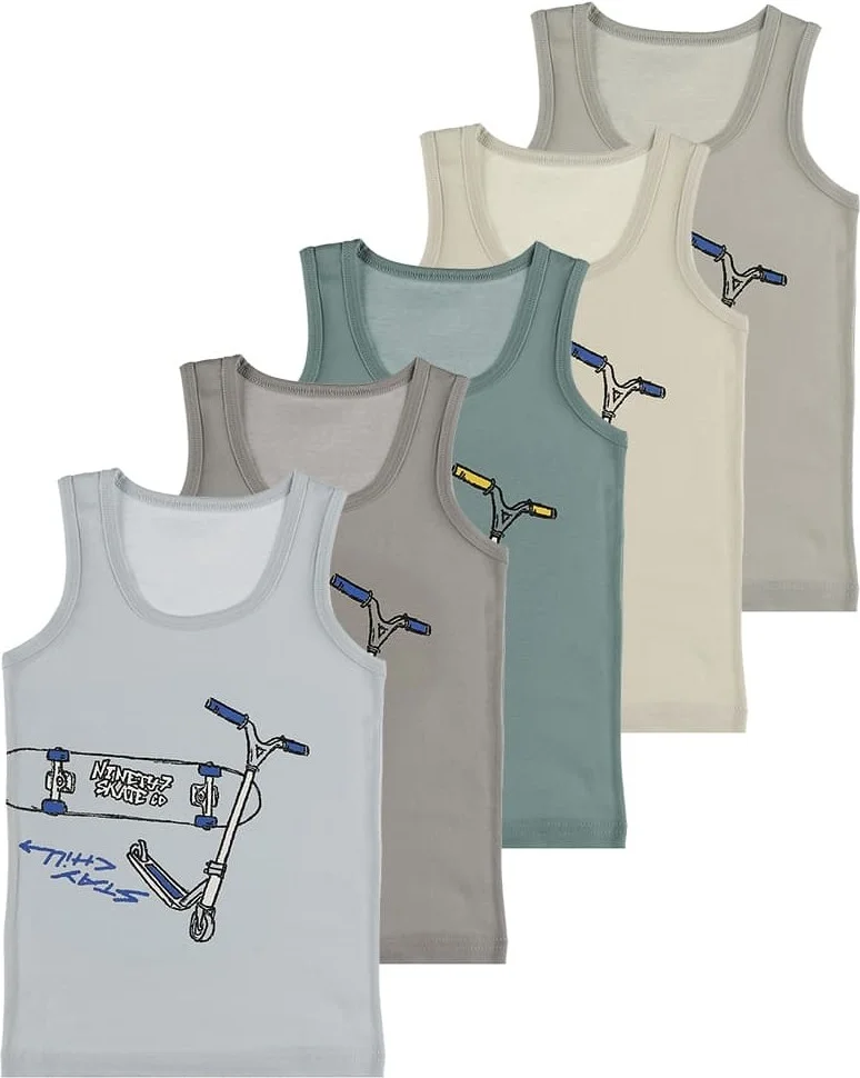 Donella 5-Pack Color Printed Boy Undershirt - 7771SR
