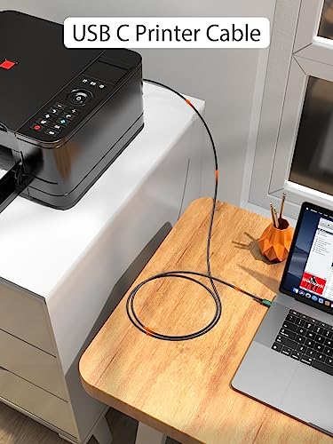 CableCreation USB B to C 6.6 FT Printer Cable, MIDI Cable, Nylon Braided USB-B to C Cord for MacBook Pro/Air, Type C to Type B for Yamaha Piano, MIDI Keyboard, DJ Controller, DAC, Green - Image 2