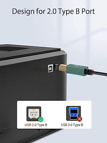 CableCreation USB B to C 6.6 FT Printer Cable, MIDI Cable, Nylon Braided USB-B to C Cord for MacBook Pro/Air, Type C to Type B for Yamaha Piano, MIDI Keyboard, DJ Controller, DAC, Green - Image 4