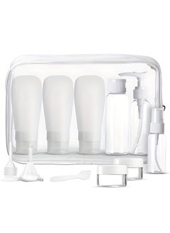 OAGA 12 Pack Travel Bottles Set, Tsa Approved Travel Size for Toiletries with Travel Bag, Leak Proof BPA Free Squeezable Travel Containers for Shampoo, Conditioner, Lotion (White)  - Image 3