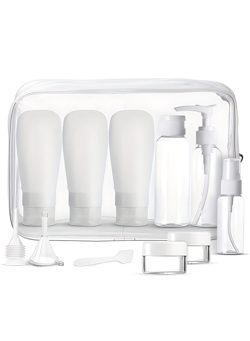 OAGA 12 Pack Travel Bottles Set, Tsa Approved Travel Size for Toiletries with Travel Bag, Leak Proof BPA Free Squeezable Travel Containers for Shampoo, Conditioner, Lotion (White) - Image 3