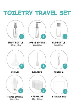 OAGA 12 Pack Travel Bottles Set, Tsa Approved Travel Size for Toiletries with Travel Bag, Leak Proof BPA Free Squeezable Travel Containers for Shampoo, Conditioner, Lotion (White)  - Image 2