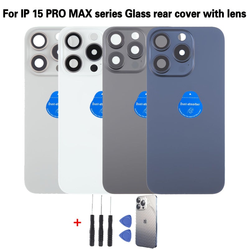 Phone Case For Iphone 15 Pro Max Series Original Color Matching Tool Backplate Repair Replacement Parts Back Cover Glass With Damaged Lens Repair Kit Including Phone Back Protector Film - Image 1