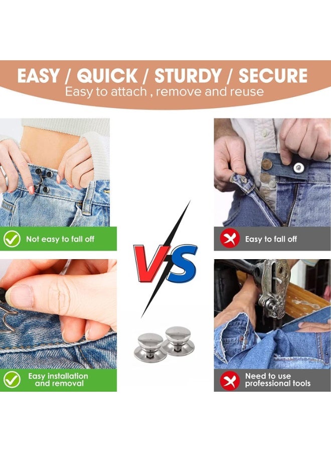 4 قطع من دبابيس أزرار الجينز، أزرار جينز قابلة للفصل للبنطلونات، مجموعة موسع مشبك الخصر القابل للتعديل، لا يتطلب خياطة، قوي ومتين، مشد خصر البنطلون للجينز، زر فوري - Image 5