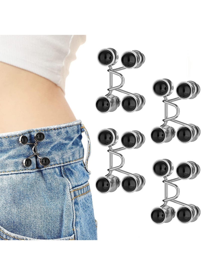 4 قطع من دبابيس أزرار الجينز، أزرار جينز قابلة للفصل للبنطلونات، مجموعة موسع مشبك الخصر القابل للتعديل، لا يتطلب خياطة، قوي ومتين، مشد خصر البنطلون للجينز، زر فوري - Image 1