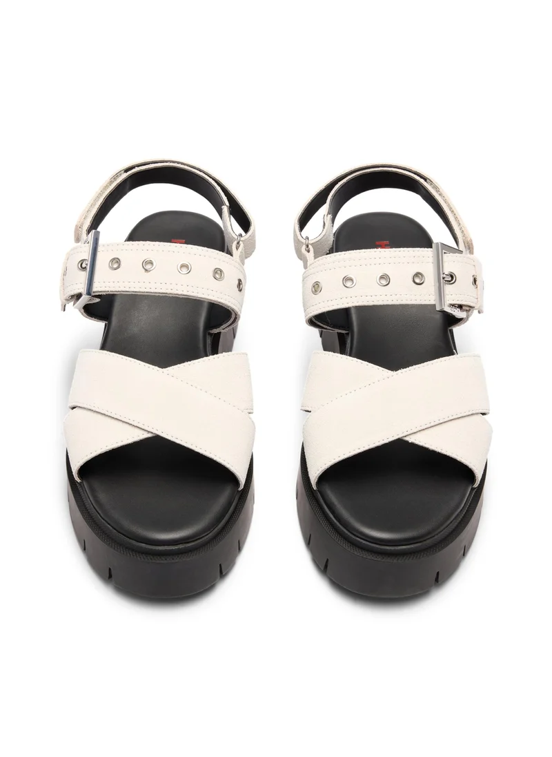 HUGO Suede sandals with buckled strap and chunky sole