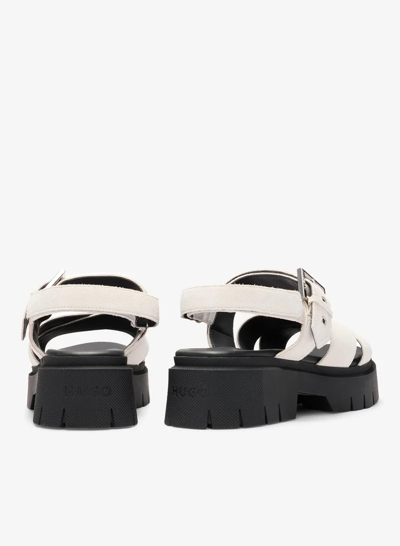 هوجو صندل سويدي بحزام بإبزيم ونعل سميك