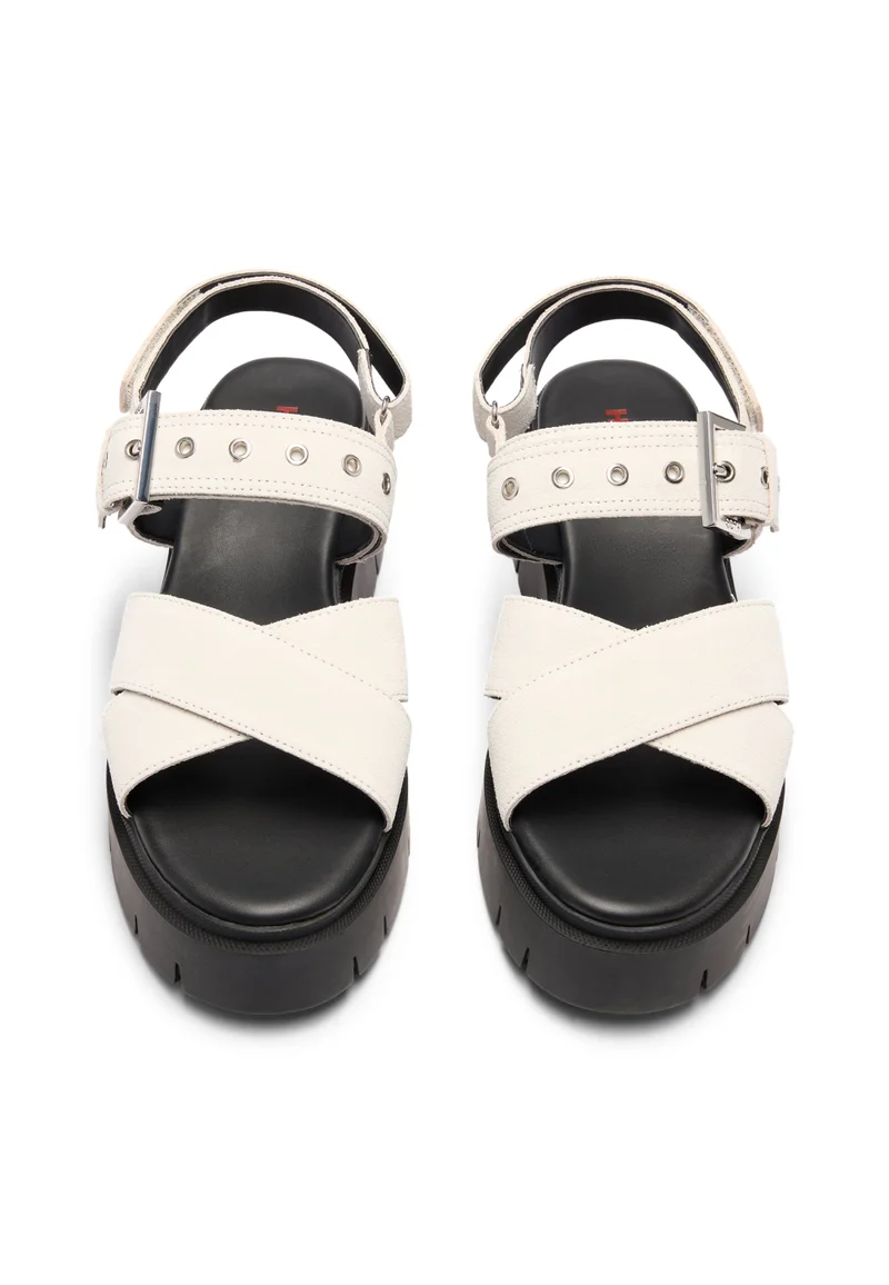 HUGO beige Suede sandals with buckled strap and chunky sole for Women | Best Price UAE