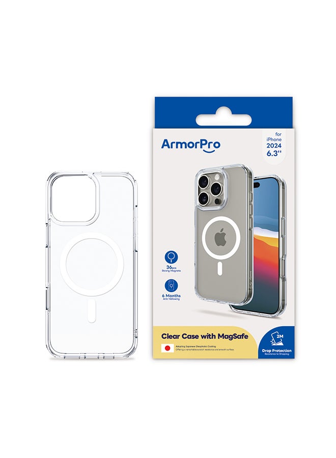 ArmorPro iPhone 16 Pro, Clear Case, MagSafe Compatible, White Clear - Image 1