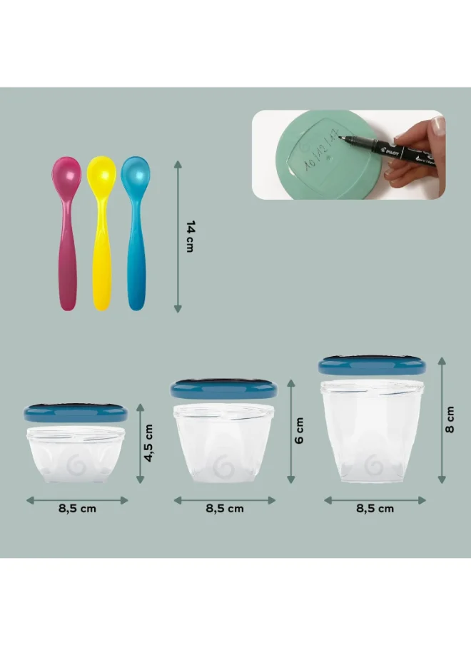 babymoov Babybols Multi Set With 3 Spoons, Airtight Food Storage Containers, Bpa - Free, Leak Proof 2400 Ml