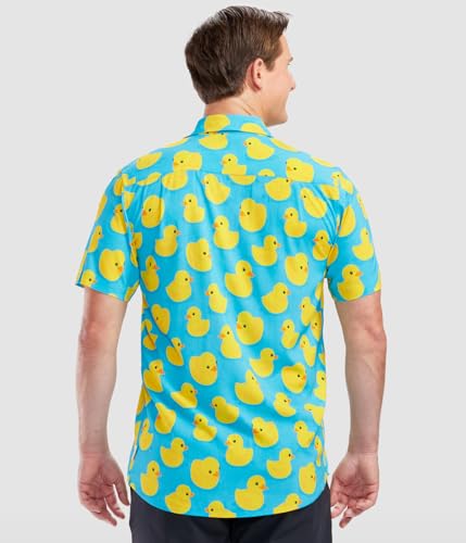 Tipsy Elves Blue Rubber Ducky Hawaiian Shirts for Men - Casual Beach & Summer Party Shirts for Men - Stretch Fabric with Modern Fit - Fun Design for Parties & Vacation - X-Large - Image 3