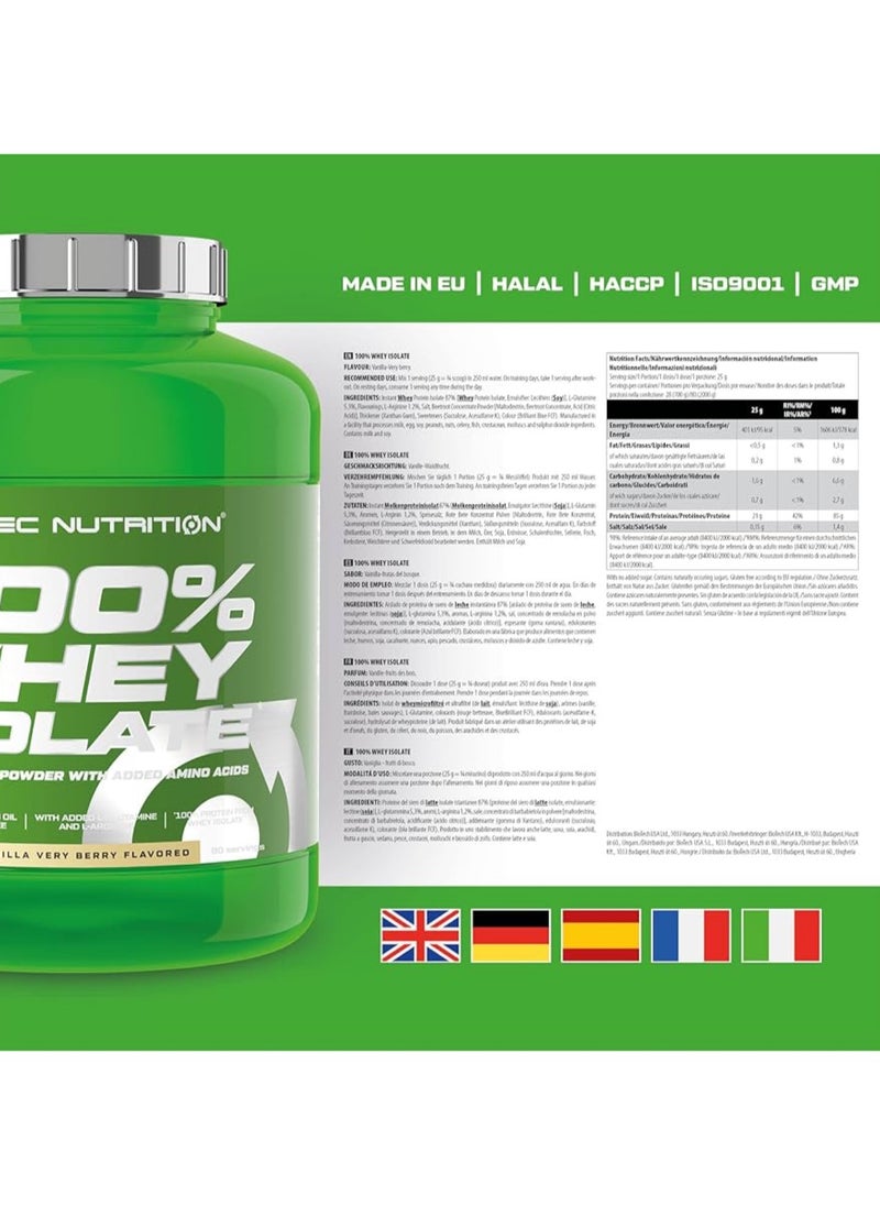SCITEC NUTRITION 100% Whey Isolate 2Kg - Vanilla Very Berry  - Image 2