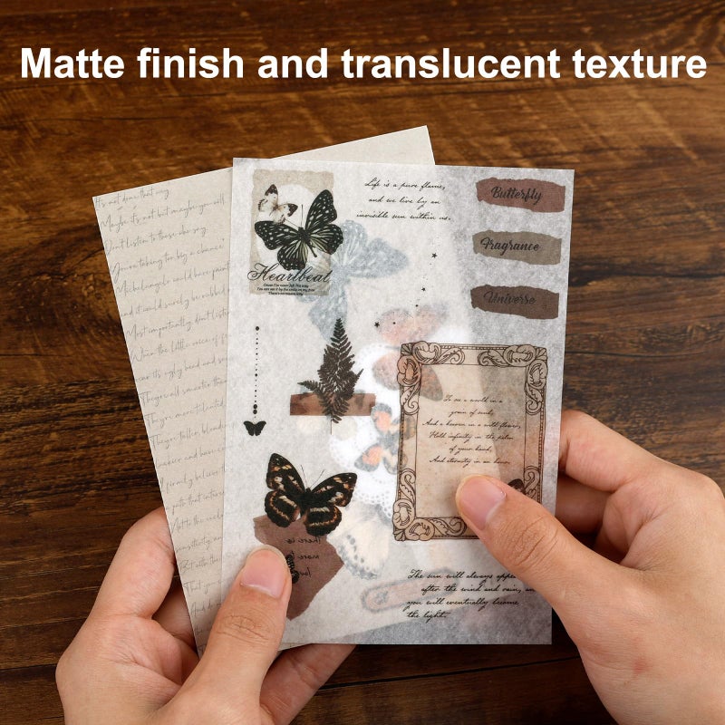 Dizdkizd Washi Stickers for Journaling, Vintage Ephemera Book for Scrapbooking with 180pcs Butterfly Stickers and 20 Sheets Adhesive Scrapbook Papers, Junk Journal Supplies - Image 4
