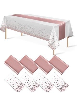 Direct Disposable Party Peva Dot Tablecloth With Polyester Table Runner Waterproof And Oil-proof-Colour:White Background Red Rose Gold Dots + Red Rose Gold Table Runner-Specification:(137*274/30*274) Table Runner And Tablecloth - pzsku/Z75AC7D2893072E8B6EC3Z/45/_/1742806160/e359f1cd-ca62-4a5d-a6d4-29a30d2b5ec1