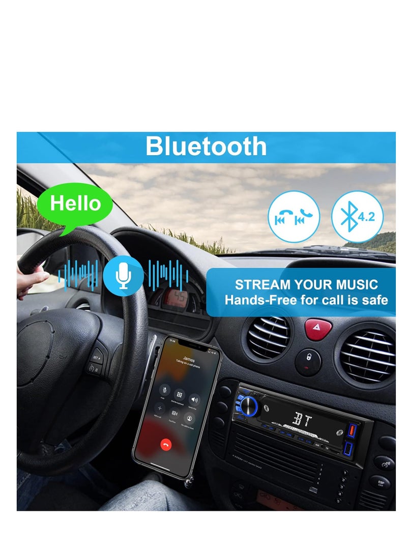 ستيريو سيارة DIN فردي، مشغل MP3 REAKOSOUND ستيريو سيارة مع بلوتوث غير يدوي / FM / USB / TF / AUX / شحن سريع، راديو سيارة مع جهاز تحكم عن بعد - Image 2