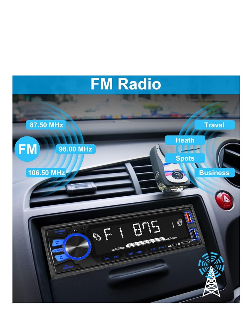 ستيريو سيارة DIN فردي، مشغل MP3 REAKOSOUND ستيريو سيارة مع بلوتوث غير يدوي / FM / USB / TF / AUX / شحن سريع، راديو سيارة مع جهاز تحكم عن بعد - Image 3