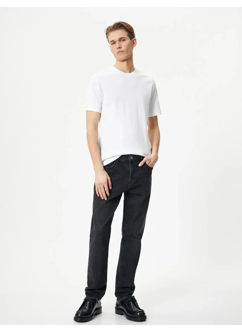 كوتون Cotton T-Shirt Textured Crew Neck Short Sleeve Cotton