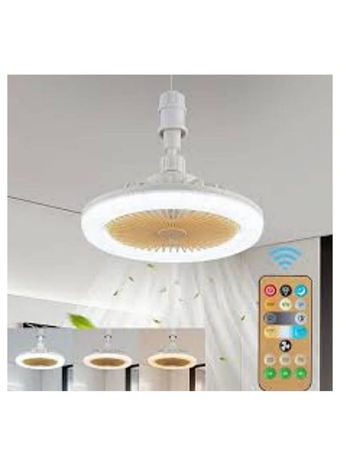 Modern Ceiling Fan with Invisible LED Light and Remote Control Yellow