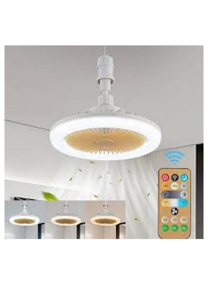 Generic Modern Ceiling Fan with Invisible LED Light and Remote Control Yellow  - Image 1