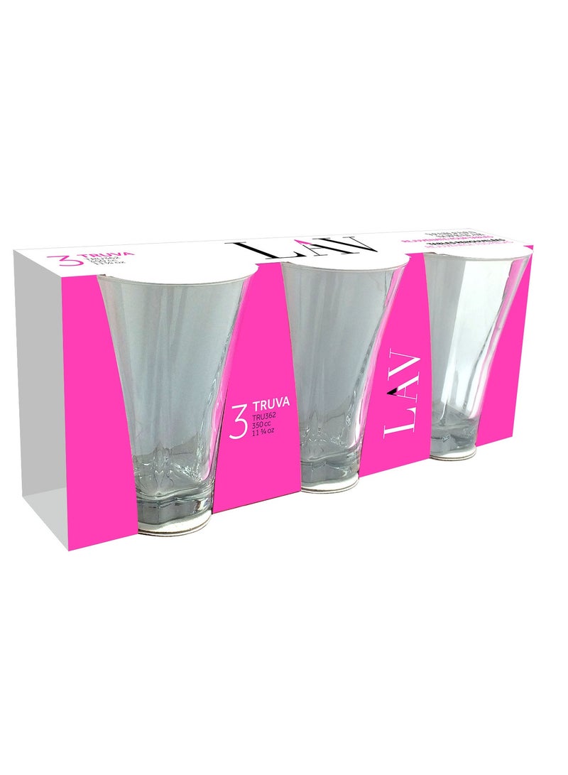 LAV 3-Piece Truva Long Drink Tumbler Set – 350 ml – Clear Glasses for Water, Juice & Soft Drinks - Image 4