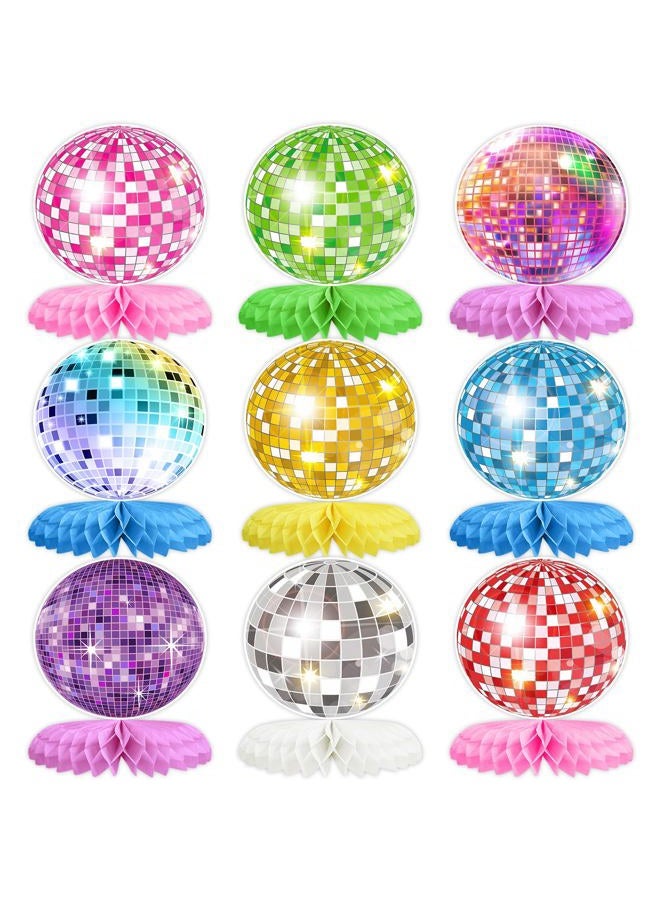 Tarklanda 9PCS Disco Honeycomb Centerpieces Disco Ball Party Decorations Colorful Disco Party Table Centerpieces 70s 80s Theme Party Supplies Decor - Image 1