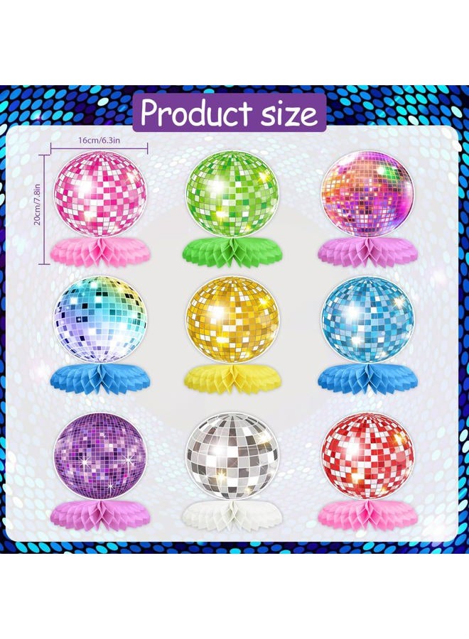 Tarklanda 9PCS Disco Honeycomb Centerpieces Disco Ball Party Decorations Colorful Disco Party Table Centerpieces 70s 80s Theme Party Supplies Decor - Image 2