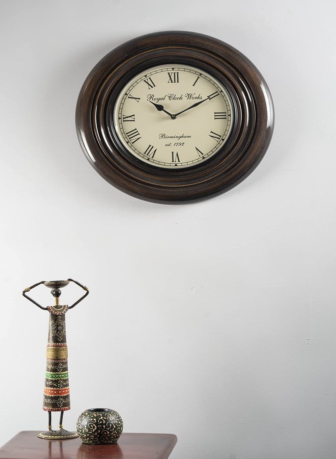 vedas Exports Leya Heritage Wooden Polished Wall Clock with Dial (Brown, 12 Inch) - Image 1