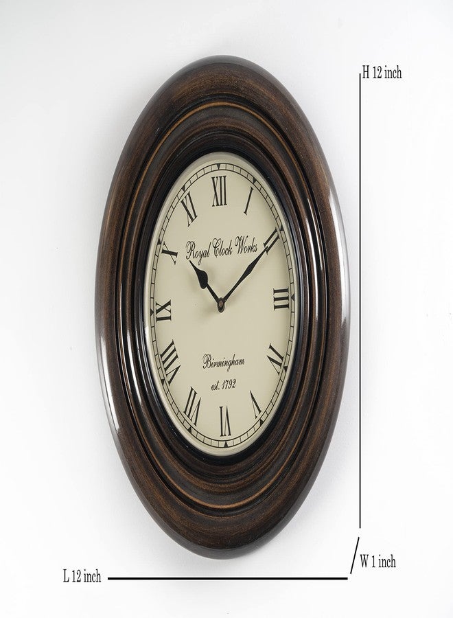 vedas Exports Leya Heritage Wooden Polished Wall Clock with Dial (Brown, 12 Inch) - Image 3