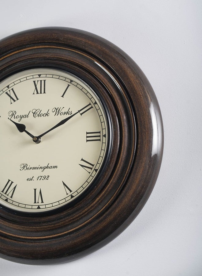 vedas Exports Leya Heritage Wooden Polished Wall Clock with Dial (Brown, 12 Inch) - Image 5