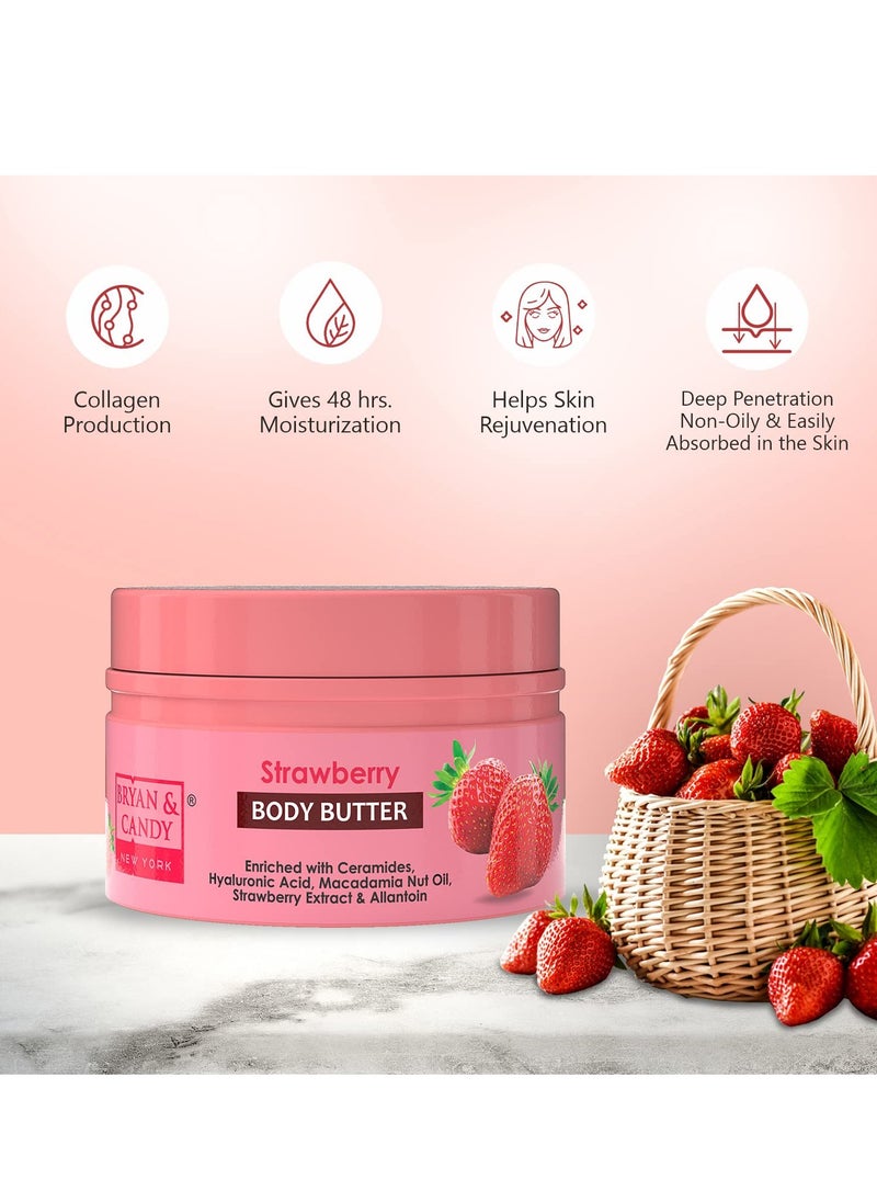 BRYAN & CANDY BRYAN And CANDY Strawberry Body Butter pH 5.5 for 72Hrs Moisturization Enriched with Ceramides Hyaluronic acid Strawberry extract Shea Butter 200G  - Image 3