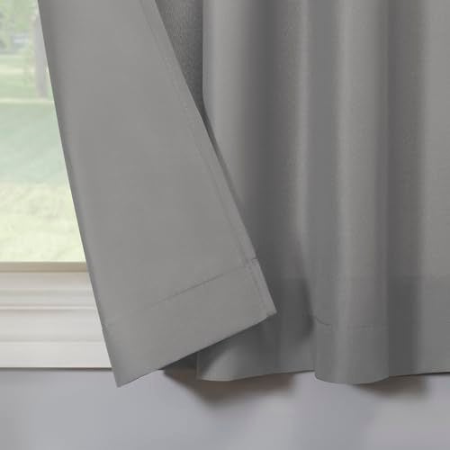 No. 918 Martine Microfiber Semi-Sheer Rod Pocket Kitchen Curtain Valance and Tiers Set, 54" x 36", Gray - Image 3