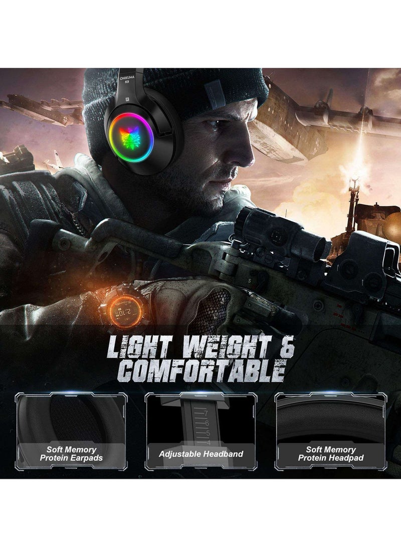 Onikuma K9 Black 3.5mm USB Headset With Microphone For PS4 /PS5 /XOne /XSeries /Nswitch /PC - Image 2