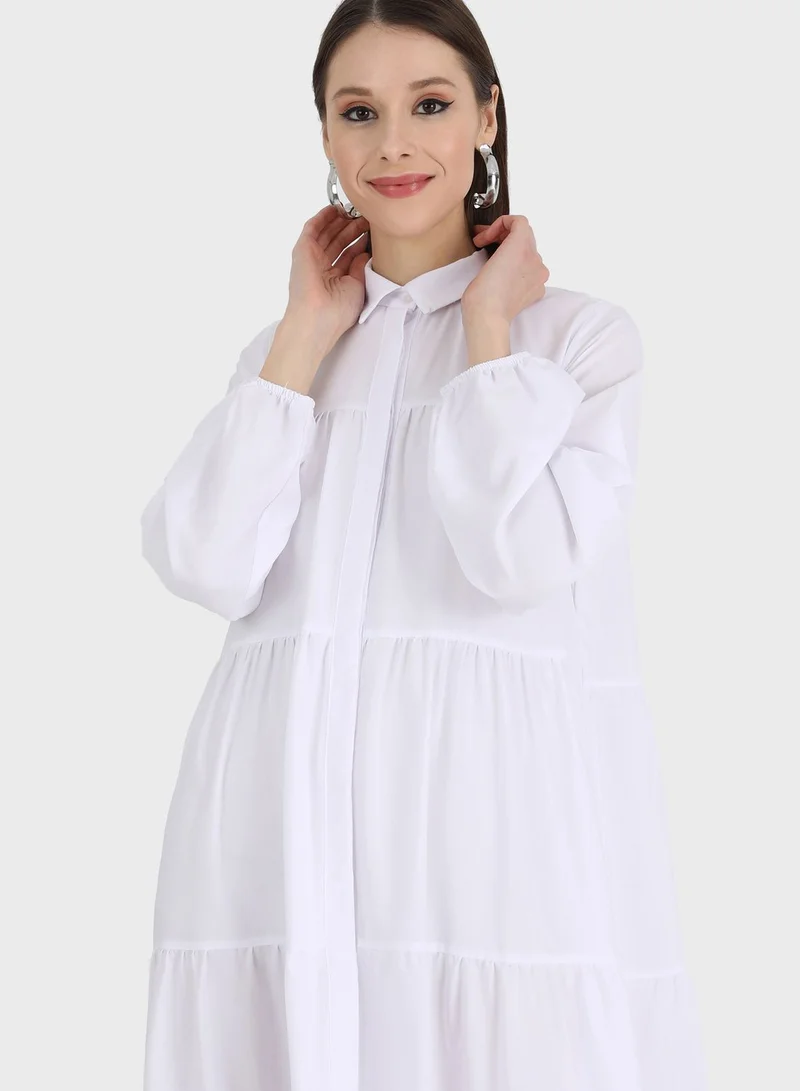 Refka by modanisa Button Detail Tiered Dress