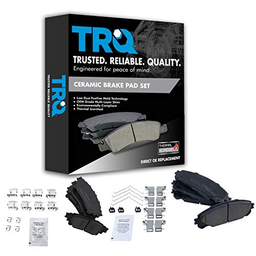 TRQ Front Rear Brake Pads Ceramic Compatible with 20102020 Lexus RX350 20102015 RX450h 20142019 Toyota Highlander 20112020 Sienna