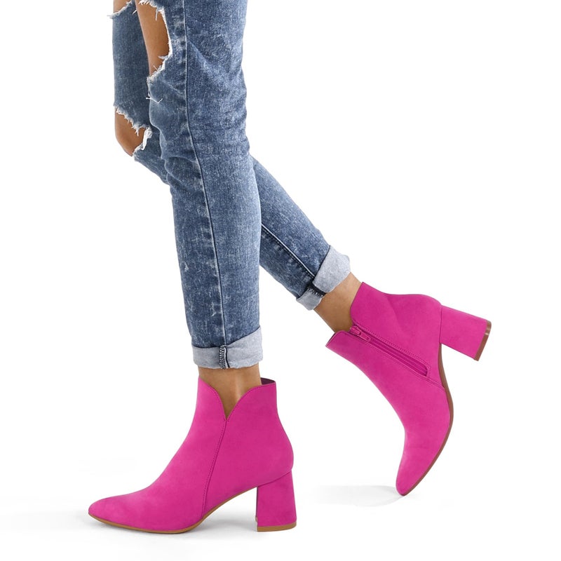 mysoft Women's Ankle Boots Chunky Block Low Heel Comfortable Pointed Toe Side V Cutout Dressy Office Booties with Zipper - Image 2