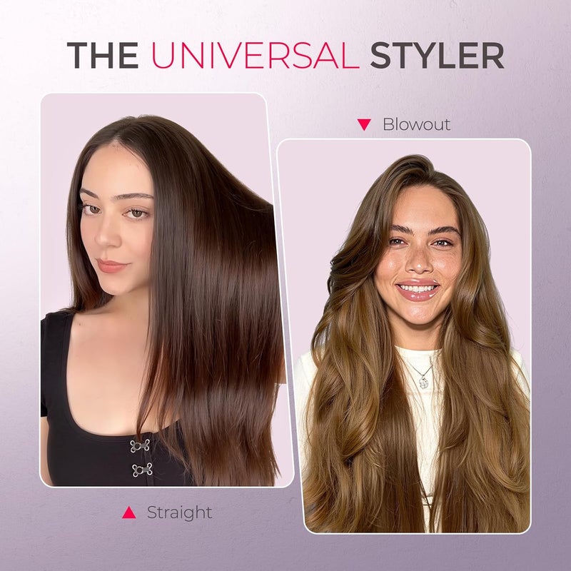 TYMO Ring Hair Straightener Brush – Hair Straightening Iron with Built-in Comb, 20s Fast Heating & 5 Temp Settings & Anti-Scald, Perfect for Professional Salon at Home, Sakura Pink - Image 3