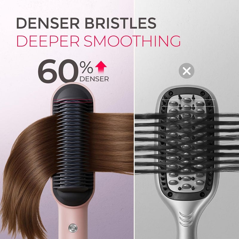 TYMO Ring Hair Straightener Brush – Hair Straightening Iron with Built-in Comb, 20s Fast Heating & 5 Temp Settings & Anti-Scald, Perfect for Professional Salon at Home, Sakura Pink - Image 4