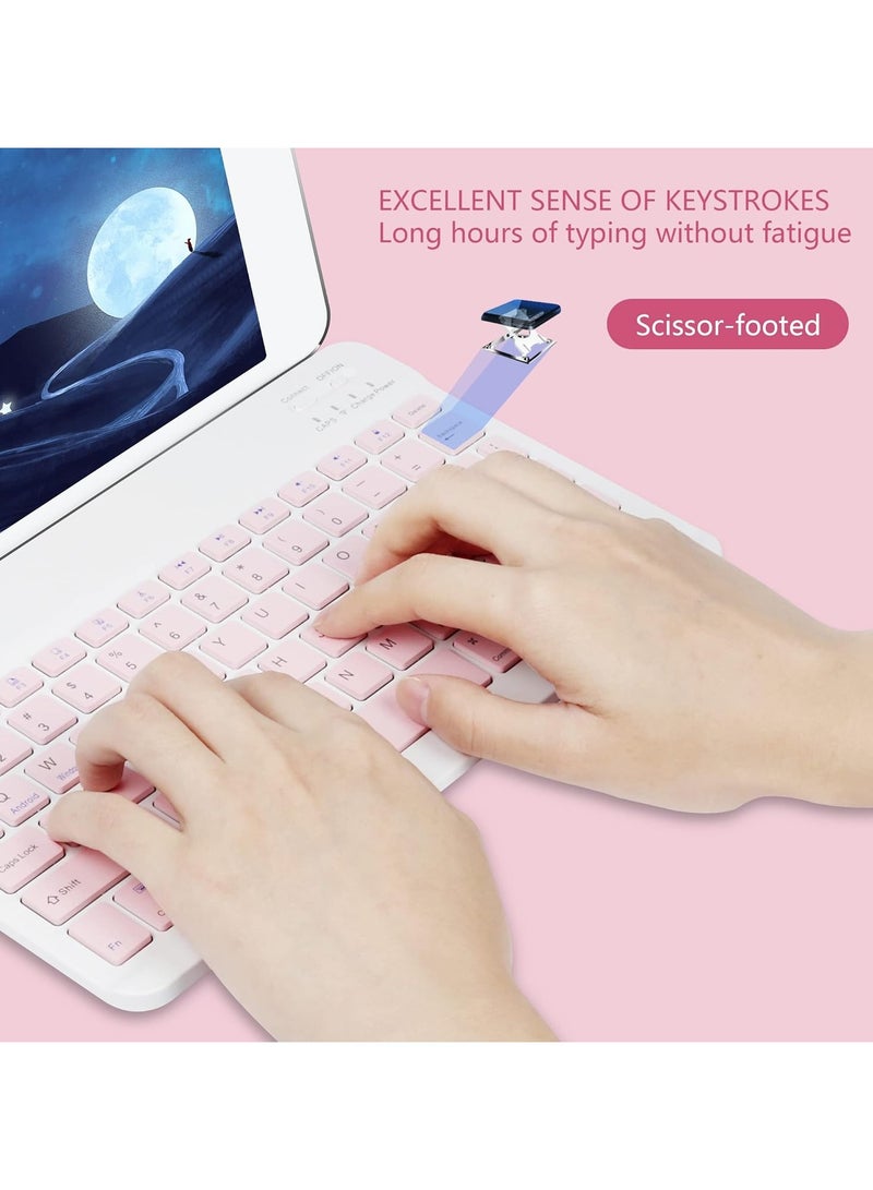 Wireless Keyboard and Mouse Bluetooth Rechargeable Wireless Mouse Keyboard Set Ultra-Slim Portable Compact Keyboard and Mouse Combo  (Pink) - Image 3